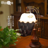 复古怀旧台灯 老上海装饰卧室床头灯调光 书房仿古木质灯玻璃灯罩