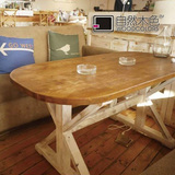 咖啡桌椅实木甜品店桌奶茶店桌做旧白色西餐厅餐桌茶几桌可定做