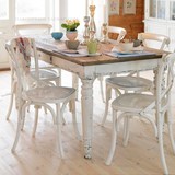 特价欧式美式复古橡木实木餐桌组装简约现代小户型长方形餐桌现货