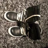 正品Rick Owens 16秋冬新款 男士时尚潮流黑白撞色系带拉链高帮鞋