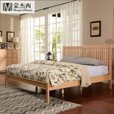 北欧实木床橡木床双人床1.5/1.8米原木色简约美式 小户型现代家具