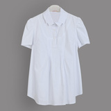 孕妇上衣2016夏装新款白色孕妇衬衫短袖纯棉大码孕妇职业装白衬衣