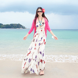海岛度假女士吊带连衣裙波西米亚马尔代夫大码海边度假显瘦沙滩裙