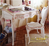 意大利欧式公主实木雕花彩绘梳妆台梳妆桌书桌儿童房家具定做