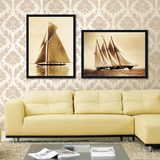 一帆风顺办公室装饰壁画会议挂画现代船帆有框励志书房客厅有框画