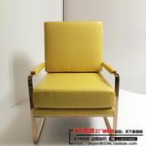 新品欧式休闲沙发椅简约现代金属成人坐椅时尚宜家仿皮软客厅椅子