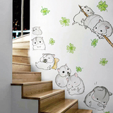 卡通可爱小动物可移除墙贴纸儿童房间墙上卧室墙壁贴画墙面装饰品