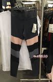 HM H&M香港深圳专柜正品代购粉灰条纹速干透气修身运动长裤女