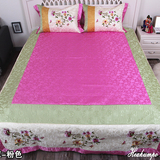 韩国床上用品海金浦 真丝贡缎 床罩三件套婚庆韩式飞花情床罩粉色