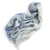 出口日本原单良品风格中性蓝色条纹素色纯棉围巾文艺拼色男女包邮