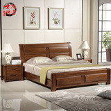 实木家具胡桃木床双人床1.8米1.5米金丝胡全桃木组合原木家具简约