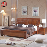 实木家具 胡桃木床1.8米双人卧室储物高箱床现代中式婚床商务大款