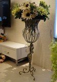 家居装饰品摆件玻璃花瓶欧式客厅电视柜落地大花瓶创意复古仿真花