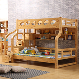 加厚香柏木子母床上下铺实木床高低床储物高箱床梯踏步纯实木特价