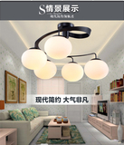 现代美式简约创意个性大气时尚客厅卧室餐厅书房吸顶圆球玻璃吊灯