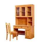 香柏木实木书桌书架组合带书柜电脑桌写字台儿童书桌书房实木家具