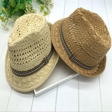 2015夏季男女童沙滩帽遮阳帽 编织儿童小礼帽子男童帽子韩版潮