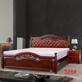 欧式中式实木床现代简约1.5/1.8米复古皮艺双人床美式新古典大床