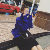 ISSDM 2016春装新款韩版流苏宽松毛衣女高领套头长袖针织上衣潮10