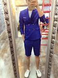 2016指男针夜店爆款西服套装韩版修身纯色升级抗皱薄款长袖两件套