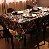 欧式纯棉方桌布美式乡村热带叶子餐桌布树叶枫叶茶几布盖布 定制