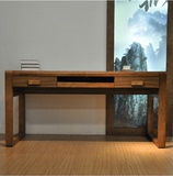 简约中式实木书桌组合 橡木胡桃色电脑桌简约写字台办公桌1.6米