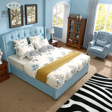 雅然居美式床现代北欧床1.8米软床公主床法式双人床欧式布艺床
