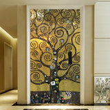 抽象马赛克剪画冰玉玻璃欧式玄关拼图背景墙生命树定制艺术瓷砖