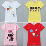 青少年中小学生短袖T恤韩版修身可爱卡通大童少女半袖T桖纯棉体恤