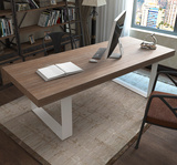 LOFT美式铁艺原木餐桌全实木设计师办公桌复古实木电脑桌会议桌