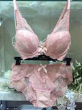 包邮韩国正品ullala蕾丝性感可爱粉色文胸套装女士内衣现货