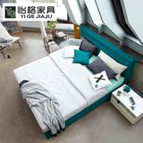 布艺床小户型简约现代双人床1.8米1.5米北欧床气动软床布床可拆洗