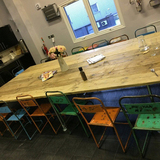 美式复古铁艺餐桌大型西餐厅实木长方形饭桌餐桌椅组合办公电脑桌