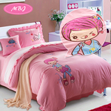 纯棉儿童床上用品绣花四件套女孩女童卡通床品1.2M1.5米公主韩式