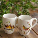 田园简约陶瓷杯情侣杯创意个性马克杯办公室杯子咖啡杯小鸟茶水杯