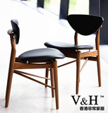 Loft风格北欧设计师创意水曲柳实木餐椅小户型简约休闲书椅西餐椅