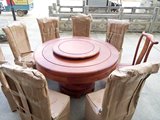 腾隆阁定制一桌八椅缅甸花梨草花梨红木特厚独板餐桌圆桌中式餐桌