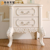 特价法式床头柜简约实木组装储物柜烤漆象牙白韩式欧式小边柜雕花