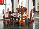 新中式刺猬紫檀餐桌现代新古典花梨木圆桌红木实木家具仿苏梨家具