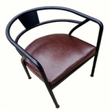 美式复古loft铁艺餐椅 皮圈椅 会议办公椅 皮革电脑椅 休闲咖啡椅