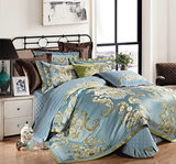欧美床盖式家纺奢华床品多四六七八十件套浅蓝色床上用品样板房间
