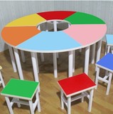 定制彩色阅览桌 彩色儿童阅览桌/美术桌/彩色圆桌/彩色半圆桌
