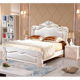 全实木床榆木床双人床1.8米现代储物床欧式白色开放漆高箱气压床