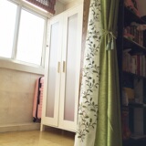 定制美式乡村亚麻纯色高档窗帘绿叶欧根纱 卧室客厅遮光飘窗加厚