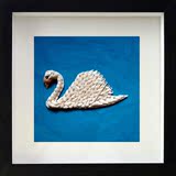 贝壳装饰画白天鹅 创意餐厅挂画 个性手工拼贴立体浮雕式工艺画