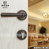 台湾世连泰好 泰好铜锁 美式黑色门锁全铜室内卧室纯铜门锁ME2390