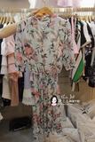 韩国代购2016夏气质优雅印花图案收腰时尚淑女必备连衣裙