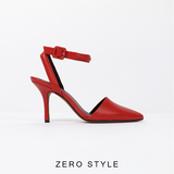 ZERO STYLE2016新款尖头高跟凉鞋夏季欧美细跟中空全真皮绑带女鞋