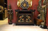 泰国进口玄关柜 彩绘莲花图案藤皮柜子 东南亚风格创意装饰家具