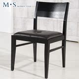 PU皮拼全实木水曲柳 黑色餐椅 餐桌椅组合简约2015时尚 小户型